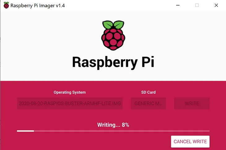 Burning the Debian Buster Image Lite to Raspberry Pi using the Imager Utility