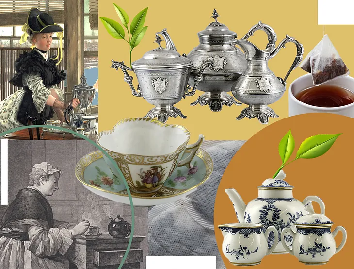 Tea-themed collage