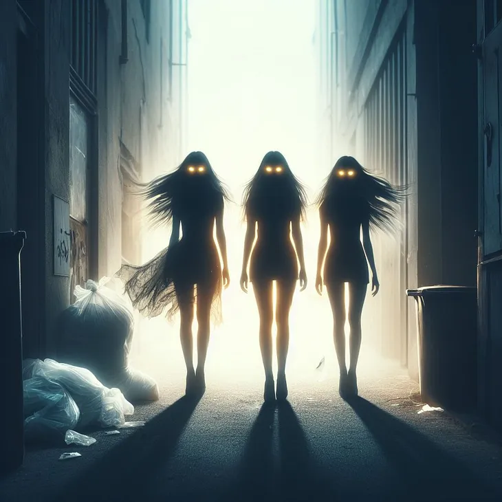 Three silhouettes of Nessa’s bullies