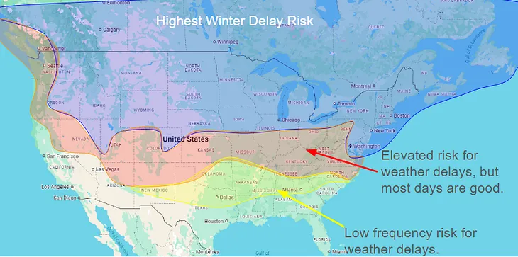 Map showing levels of risk by geographic regions.