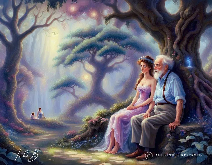 Merlin and the Fairy Viviane in the Forest of Brocéliande