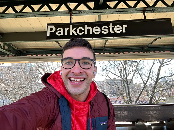 Ben in front of the station sign at Parkchester, station #344