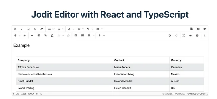 WYSIWYG Editor for React: Jodit Editor (with Vite and TypeScript)