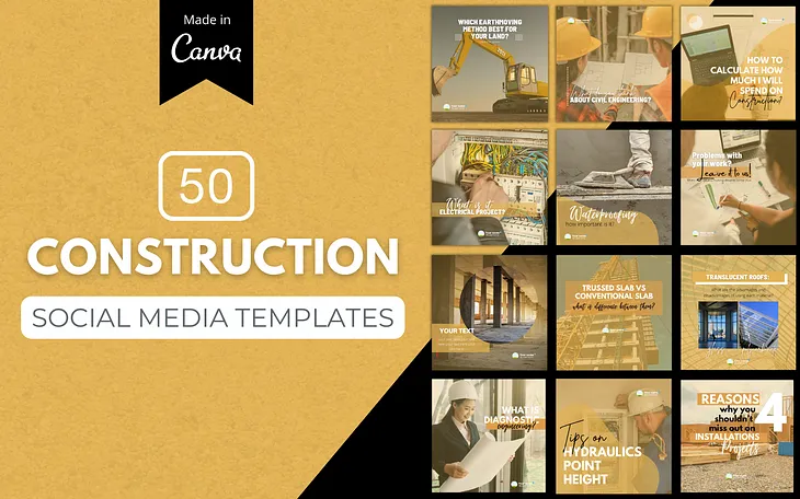 50 Best Construction Canva Templates - Promote Your Company on Social Media