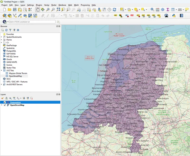 PDOK Data Sets in QGIS using QGIS Plugin