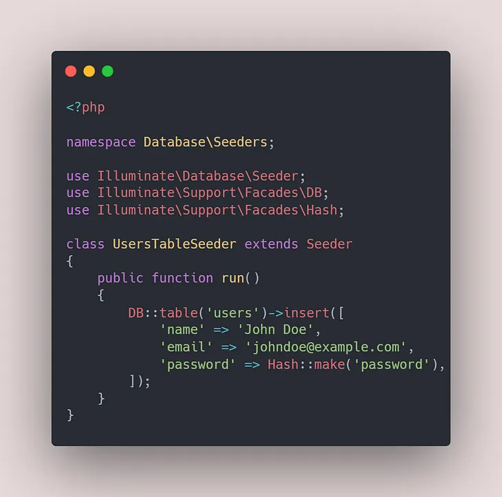 Database Seeding in Laravel