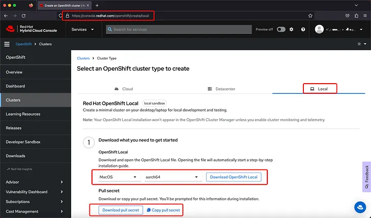 Steps to install RedHat OpenShift Local on Mac M1