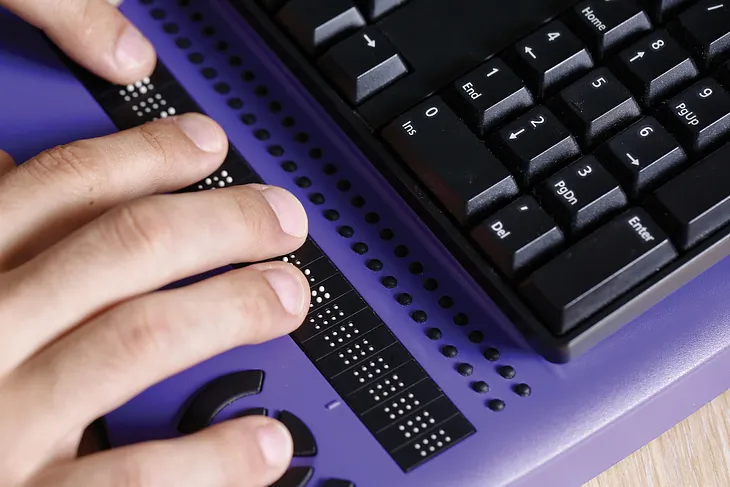 Blind users interact with the internet and digital software using a Braille keyboard