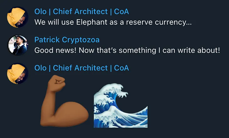 The City of Atlantus will be using Elephant as their Reserve Currency