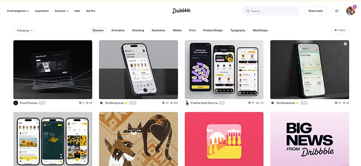 Dribbble Home Page