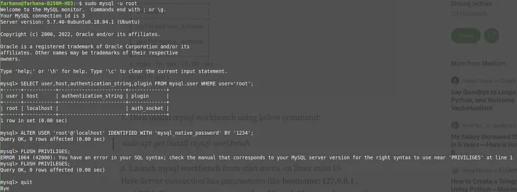 MySQL installation and configuration on Linux Mint