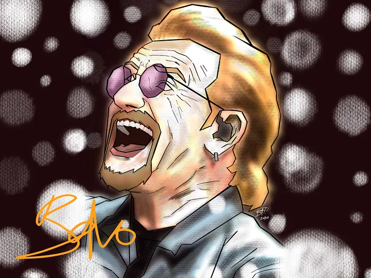 artwork of U2’s Bono singing