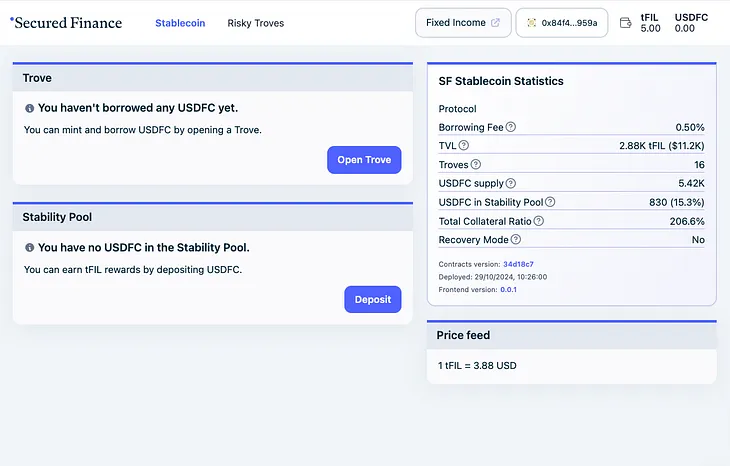 Secured Finance Stablecoin (USDFC) on the Calibration Testnet