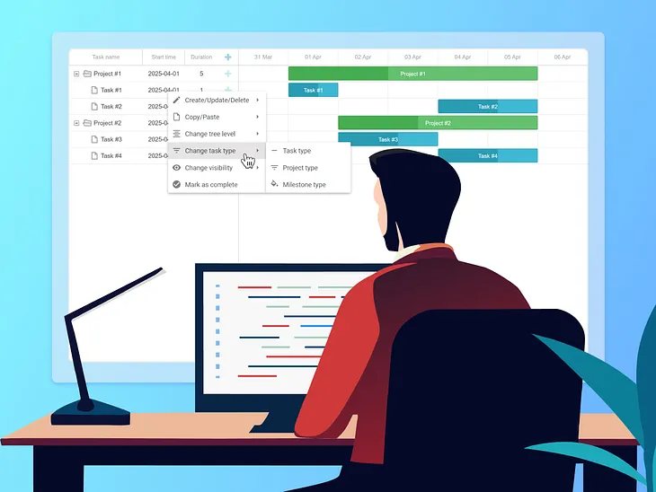 Integrating a Context Menu into a JavaScript Gantt Chart with DHTMLX