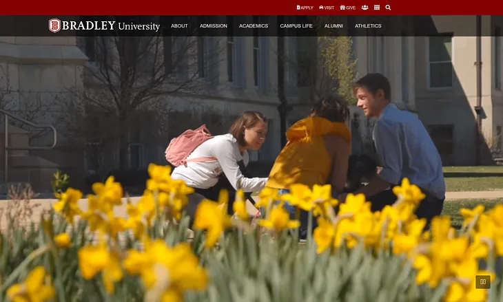 Bradley U home page image — students outside