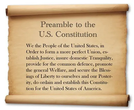The Preamble to the Constitution of the United States of America