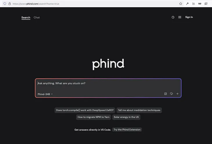 Phind AI : Web Console