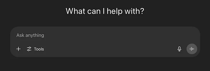 ChatGPT’s blank text box with the word’s “What can I help with?” labelled above it.