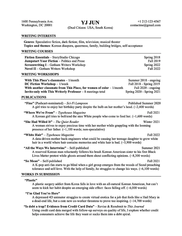 The Resume That Got Me Into 4 MFA Programs with Funding