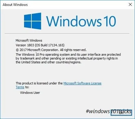 Windows 10 Build 17134.165 changelog with offline download link