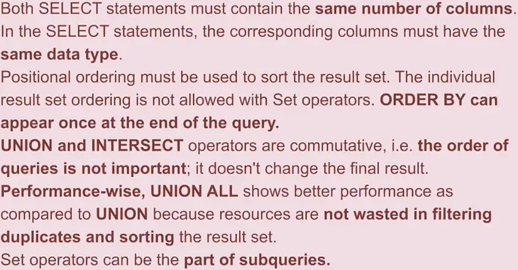 SQL: Set Operators