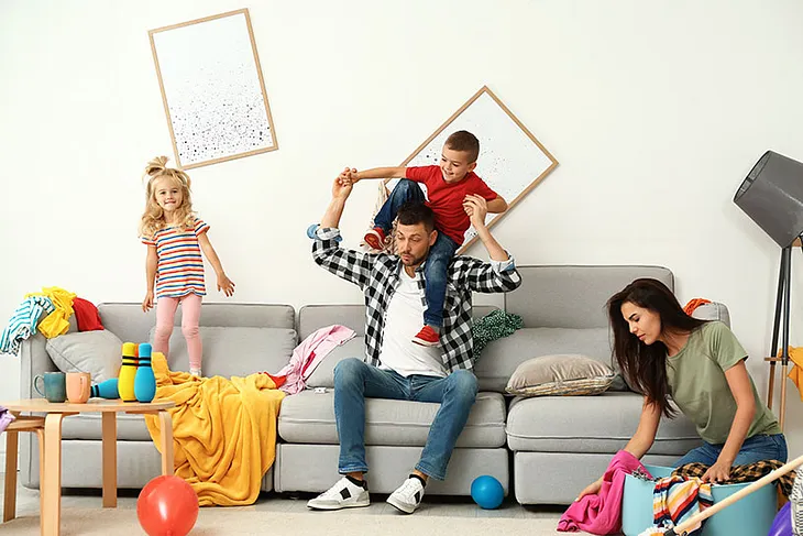 This is subjective picture of a family showing chaos and what extreme parenting may look like.