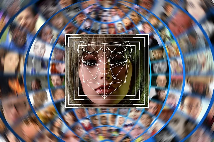 IMAGE: A woman’s portrait measured with face recognition software in a spiral with many other portraits