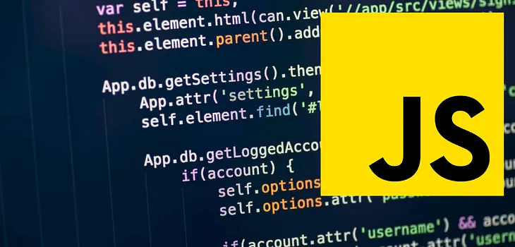 Javascript logo with a code background 🙌