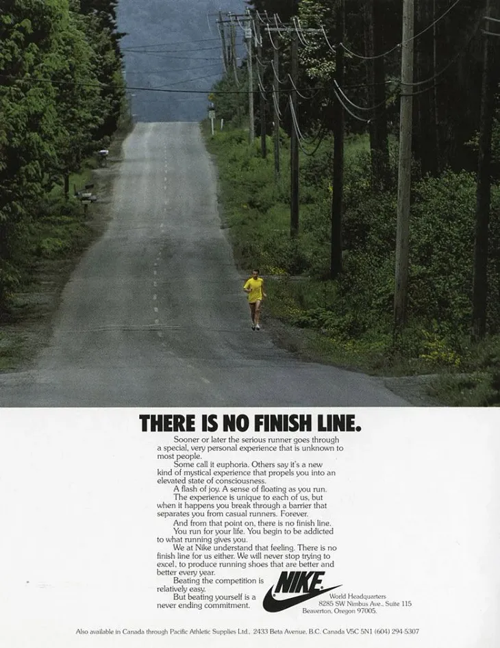 Brilliant marketing — storytelling. There is no finish line.