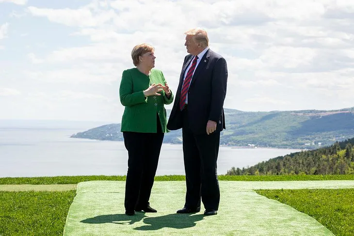 U.S. President Donald Trump meets with German Chancellor Angela Merkel