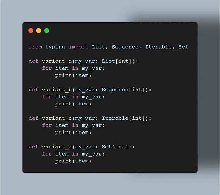 Python: type hinting your collections like a pro