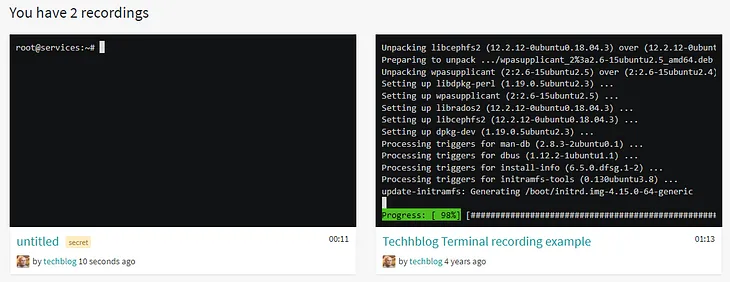 Efficient Terminal Recording: Introducing Asciinema