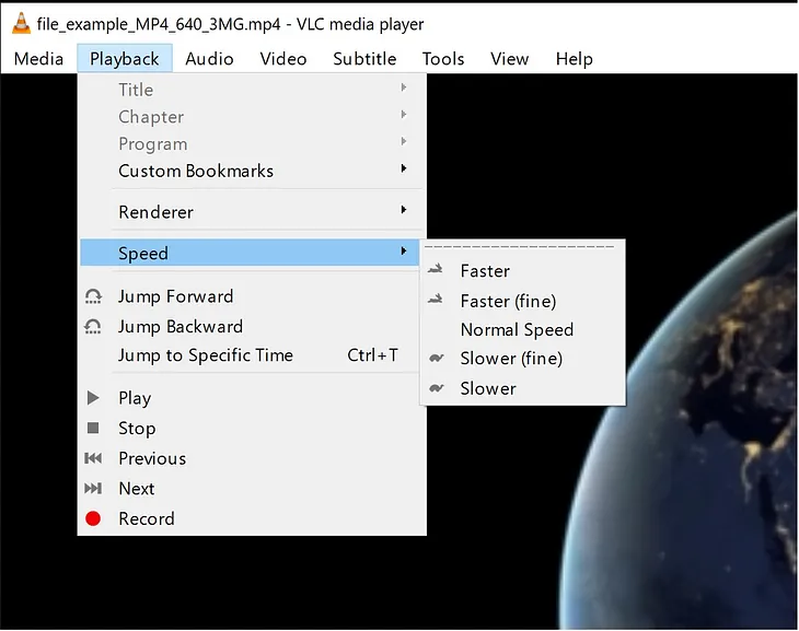 How to adjust video playback speed in VLC