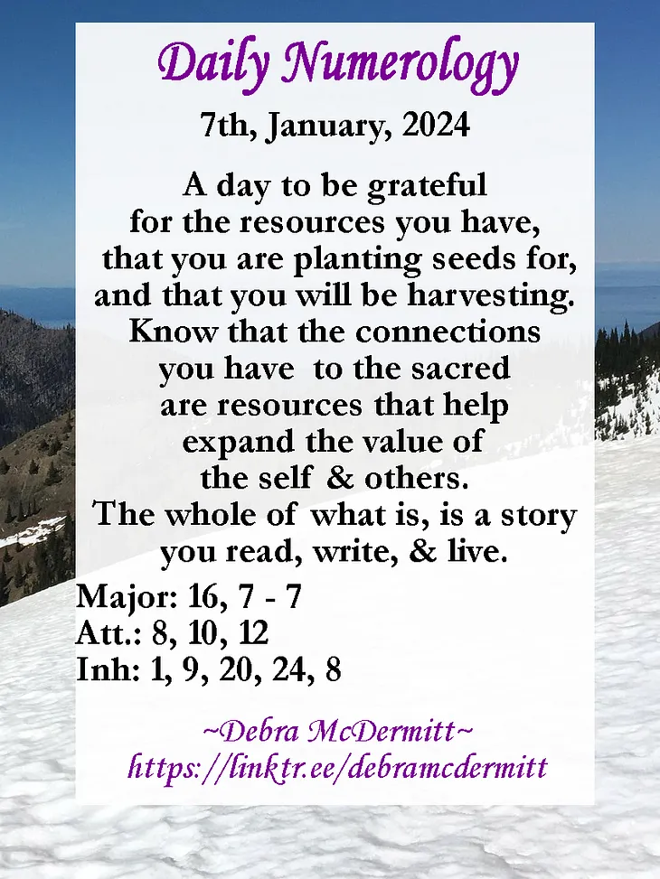 2024- Jan. 7th Numerology