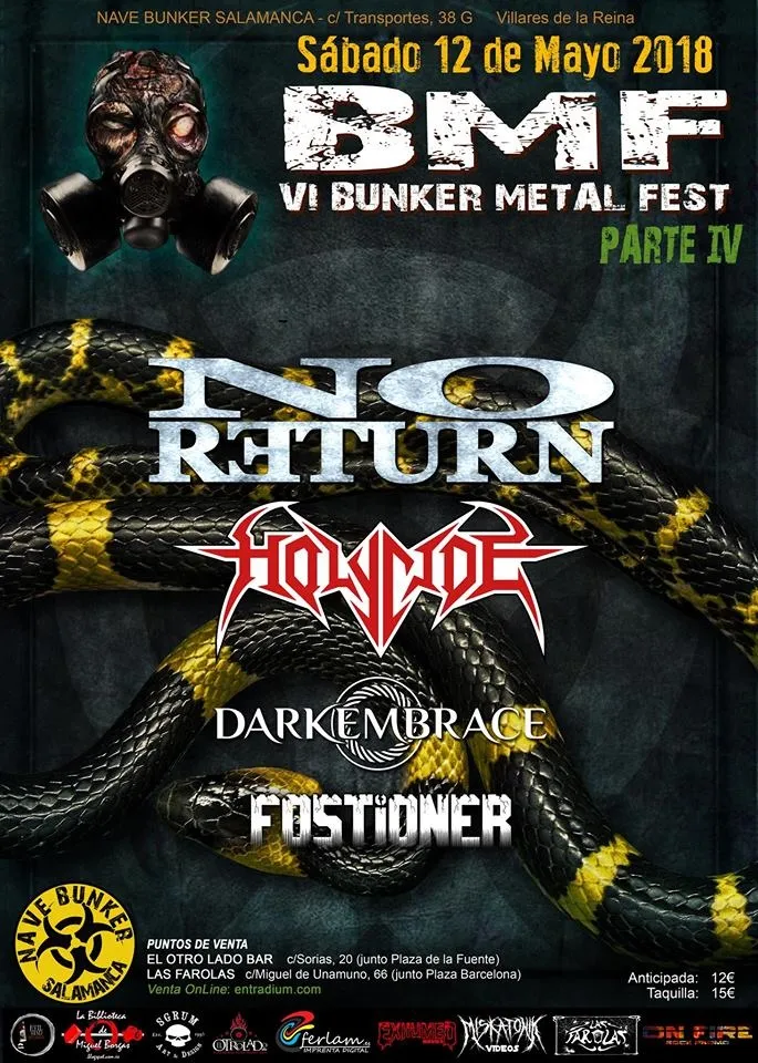 No return + Holycide + Dark embrace + Fostioner (Nave bunker, Salamanca)