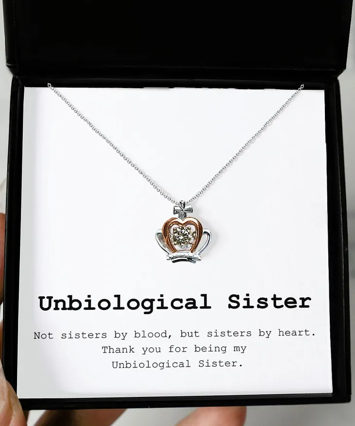 Unbiological Sister Necklace Gift With Message Card Present For Bestie / Stepsister / Bestfriend