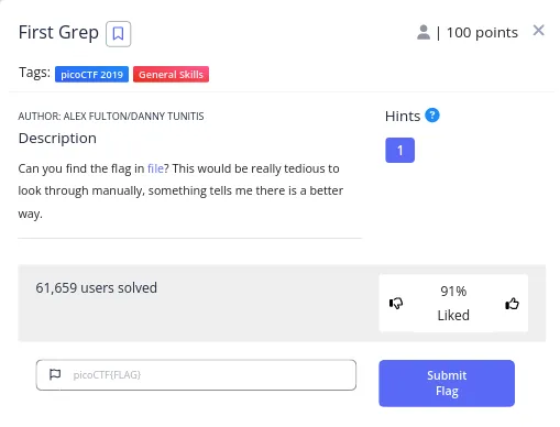 picoCTF 2019 — First Grep
