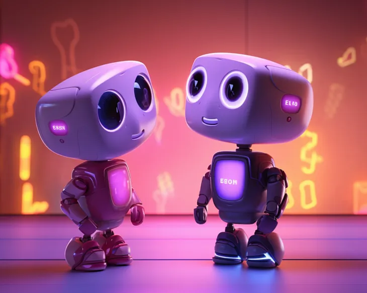 A student robot and a parent robot have a conversation