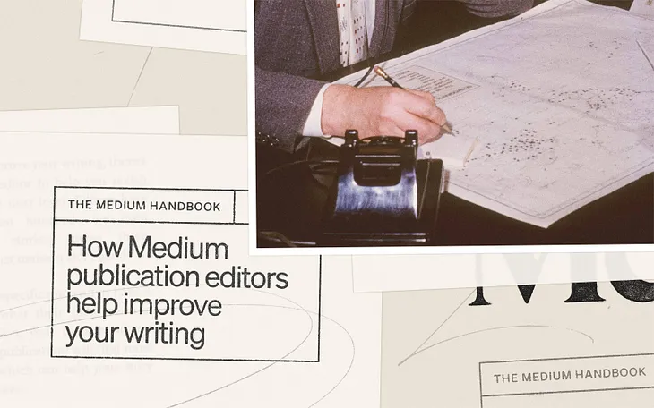 title of the post overlaid with an image of a person hand-editing a story