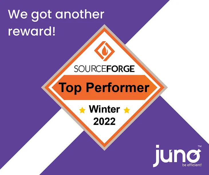 juno.one recognized as a 2022 Top Performer in Winter 2022 by SourceForge