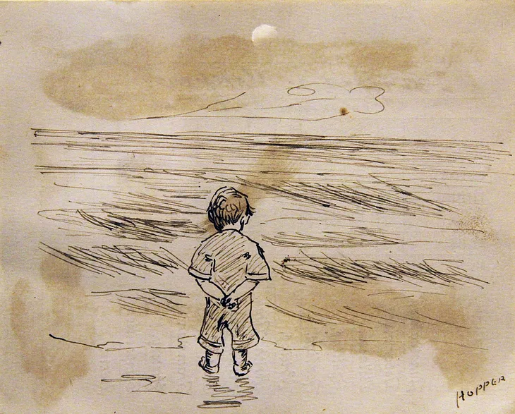 Edward Hopper, Little boy looking at the sea, undated