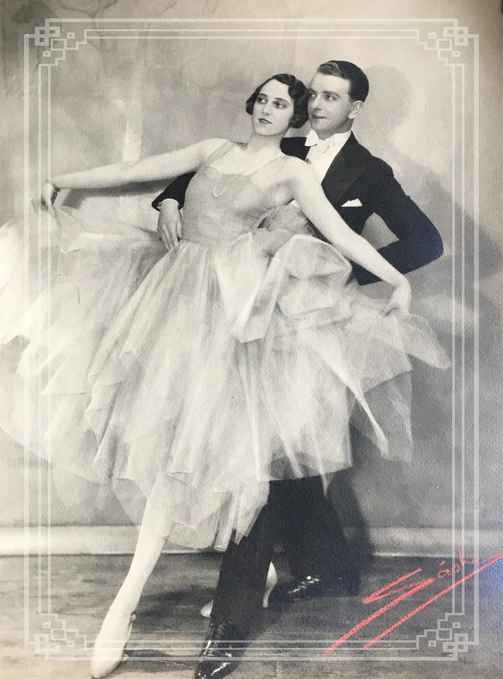 young woman and man dressed in formal attire for ballroom dancing