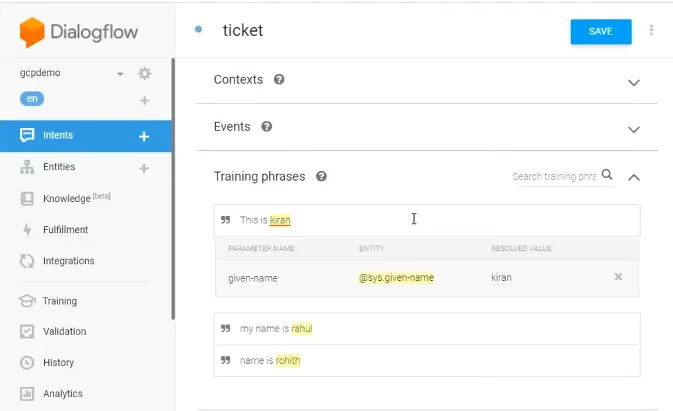 Chatbot using GCP Dialogflow and Bigquery