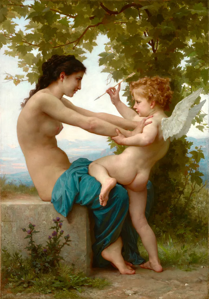 A young girl defending herself against Eros, William-Adolphe Bouguereau, 1880
