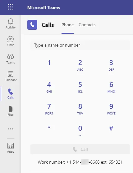 Microsoft Teams dial pad does not show extension number for Direct Routing user