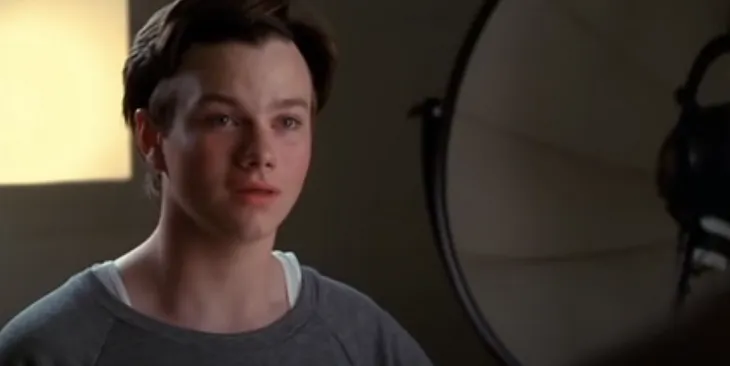 An Image of the character Kurt from the TV Show ‘Glee’ in the episode where he comes out as gay.