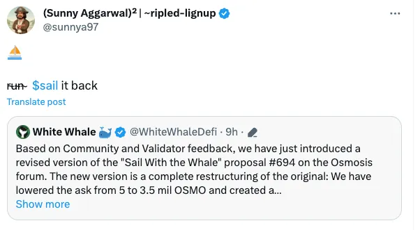 $Sail It Back: analysis of the “Sail With the Whale”, proposal #702 on Osmosis.