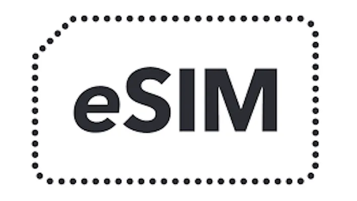 IMAGE: a B&W logo with the shape of a dotted SIM card with the word eSIM