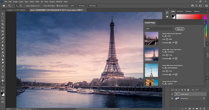 Screenshot of Photoshop with plugin working.