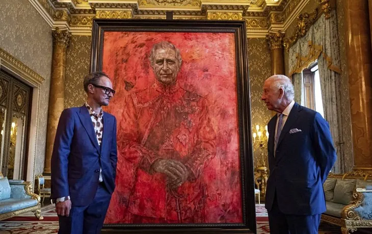 King Charles Fiery painting vandalized by Animal activists